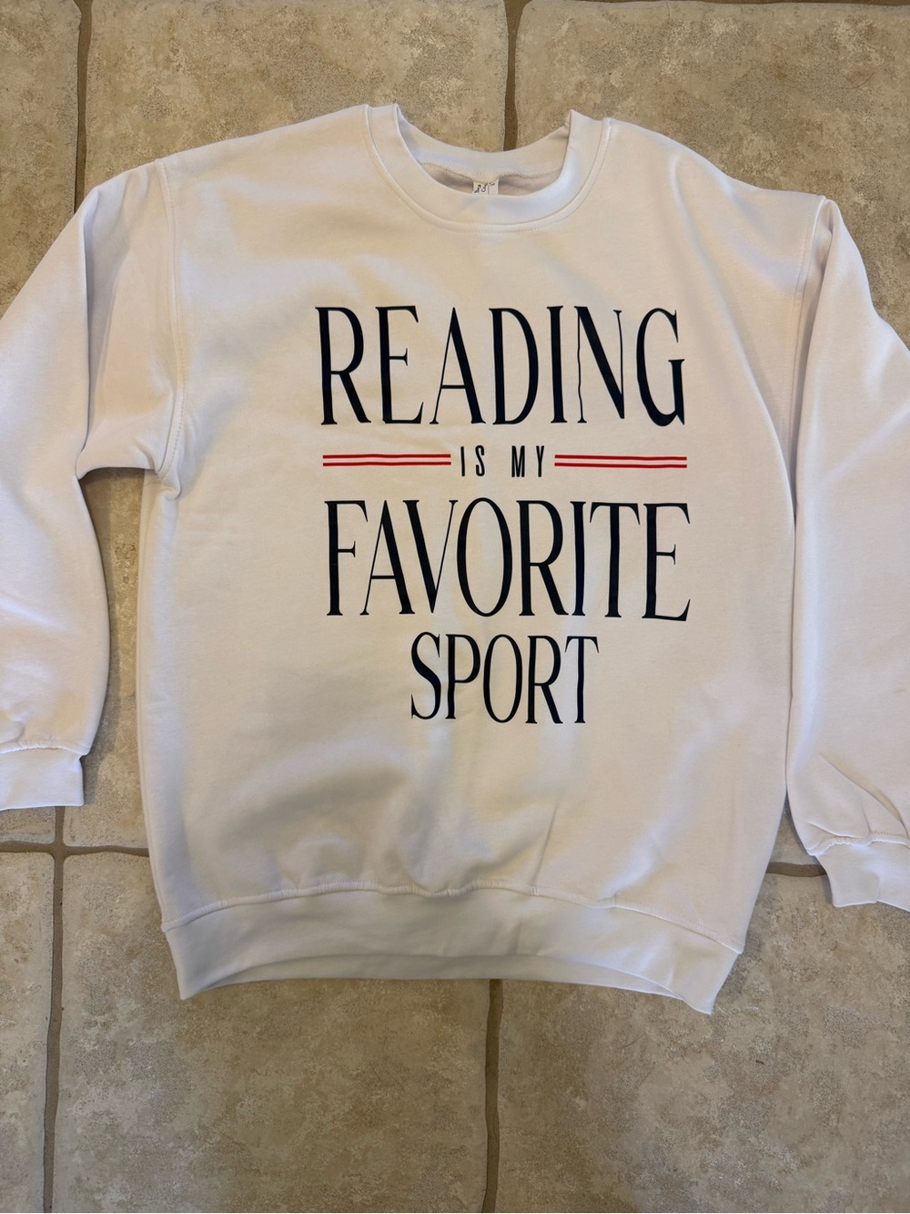 Reading Is My Favorite Sport White Graphic Sweatshirt